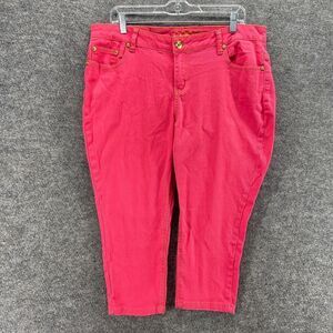 Coogi Cropped Jeans Women 18W Plus Pink Denim Medium Wash Mid Rise Skinny Casual